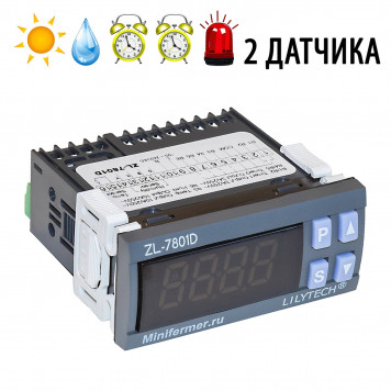 Терморегулятор ZL-7801D, MAX 2200 Вт, (темп + влажность + 2 таймера+сигнализация) СХ__Короб-3